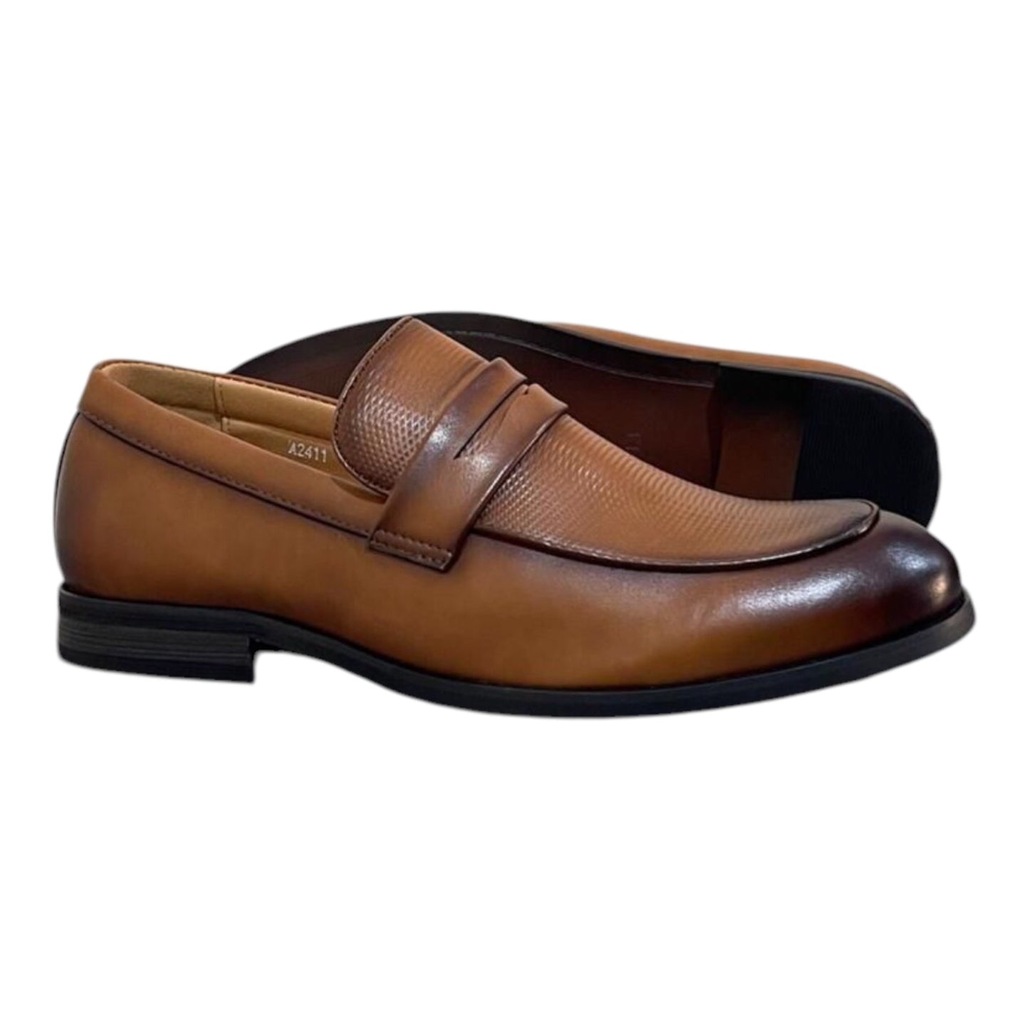 Mocassin en cuir marron et noire pour homme